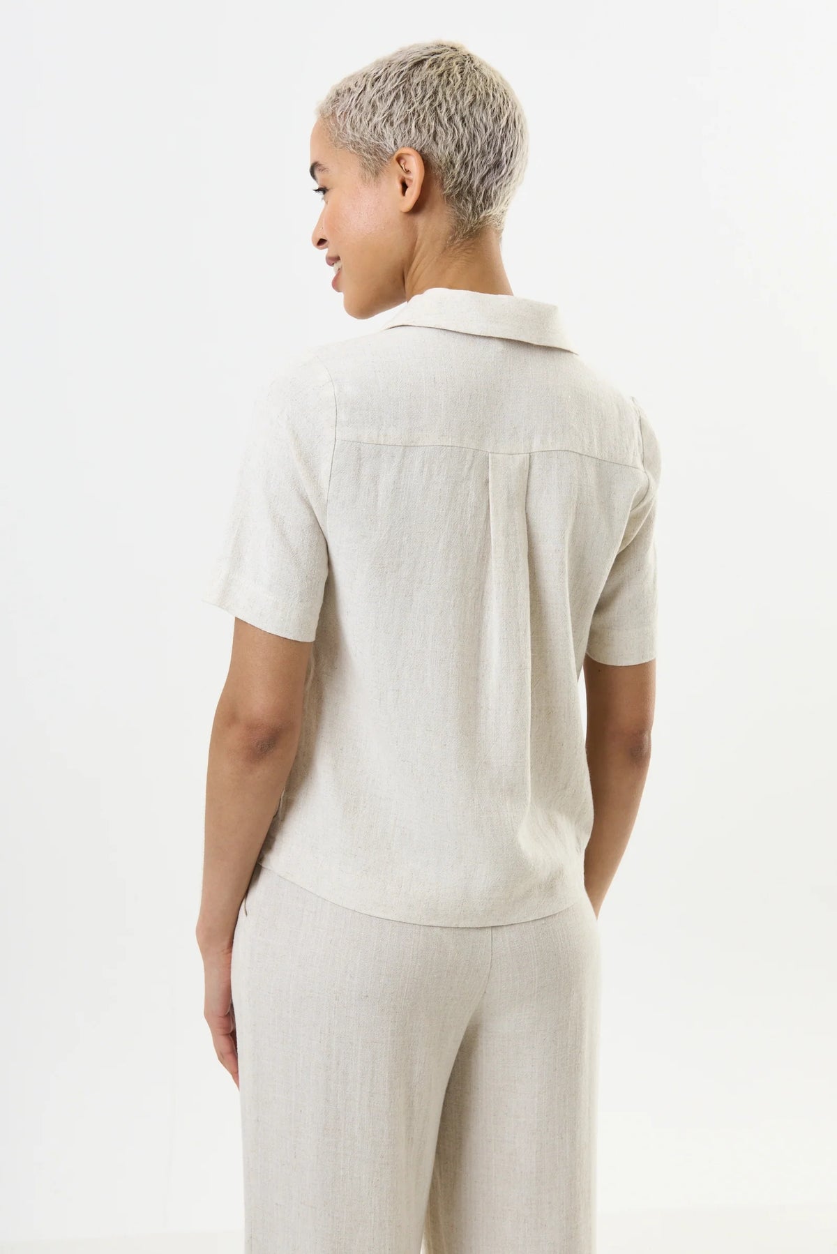 Kit Linen Mix 2 Pocket Short Sleeve Resort Shirt - Natural
