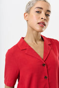 Kit Linen Mix 2 Pocket Short Sleeve Shirt - Red