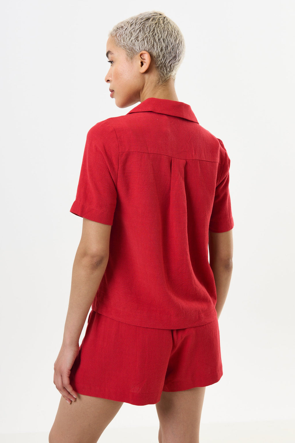 Kit Linen Mix 2 Pocket Short Sleeve Shirt - Red
