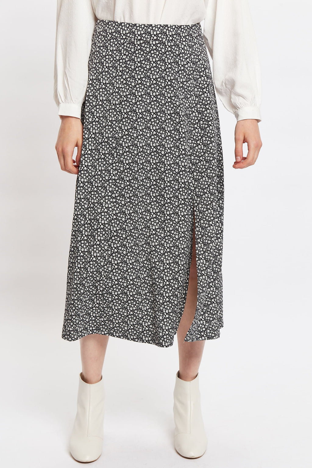 Louche Kiyo Candy Bud Print Midi Skirt Black