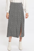 Louche Kiyo Candy Bud Print Midi Skirt Black