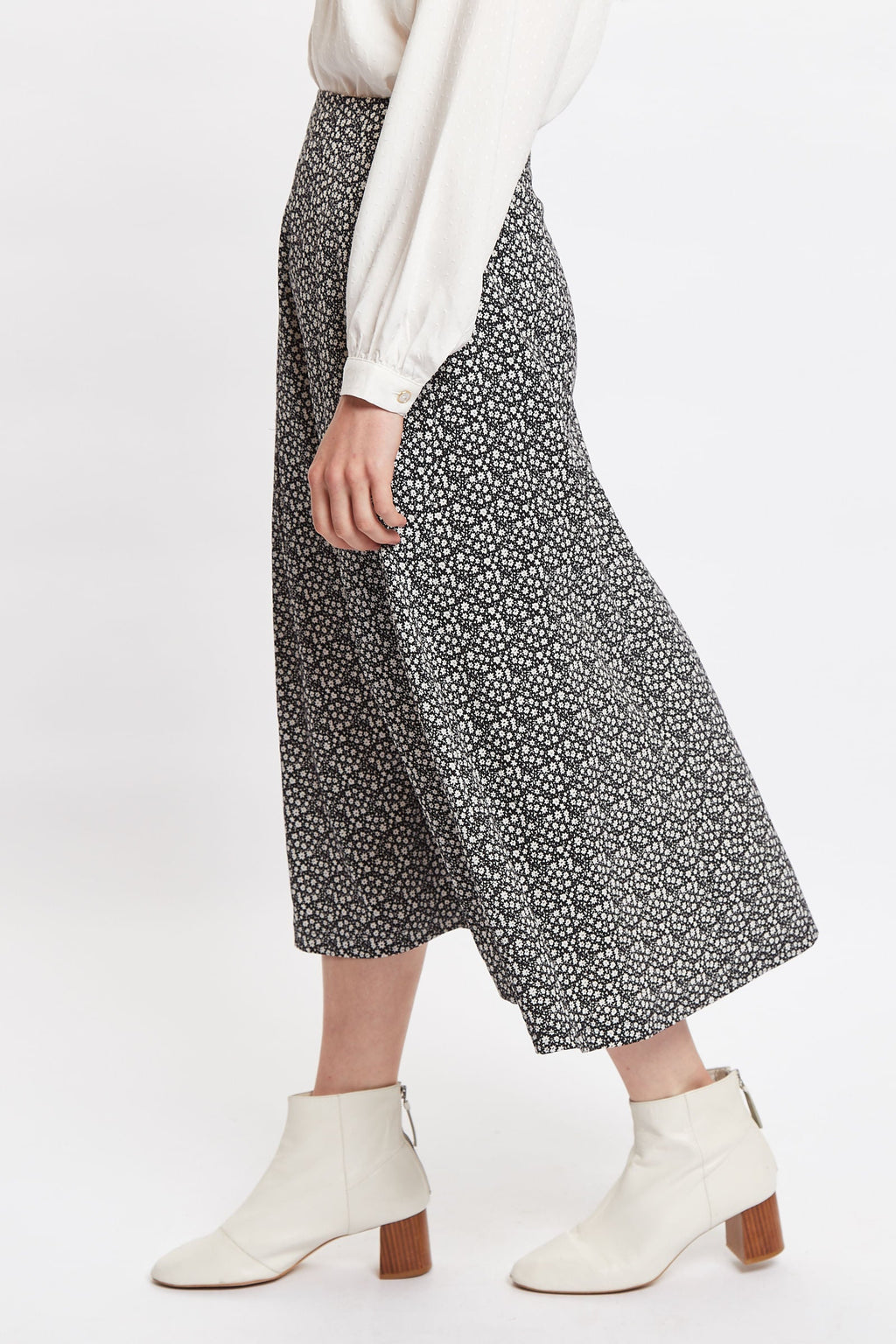 Louche Kiyo Candy Bud Print Midi Skirt Black