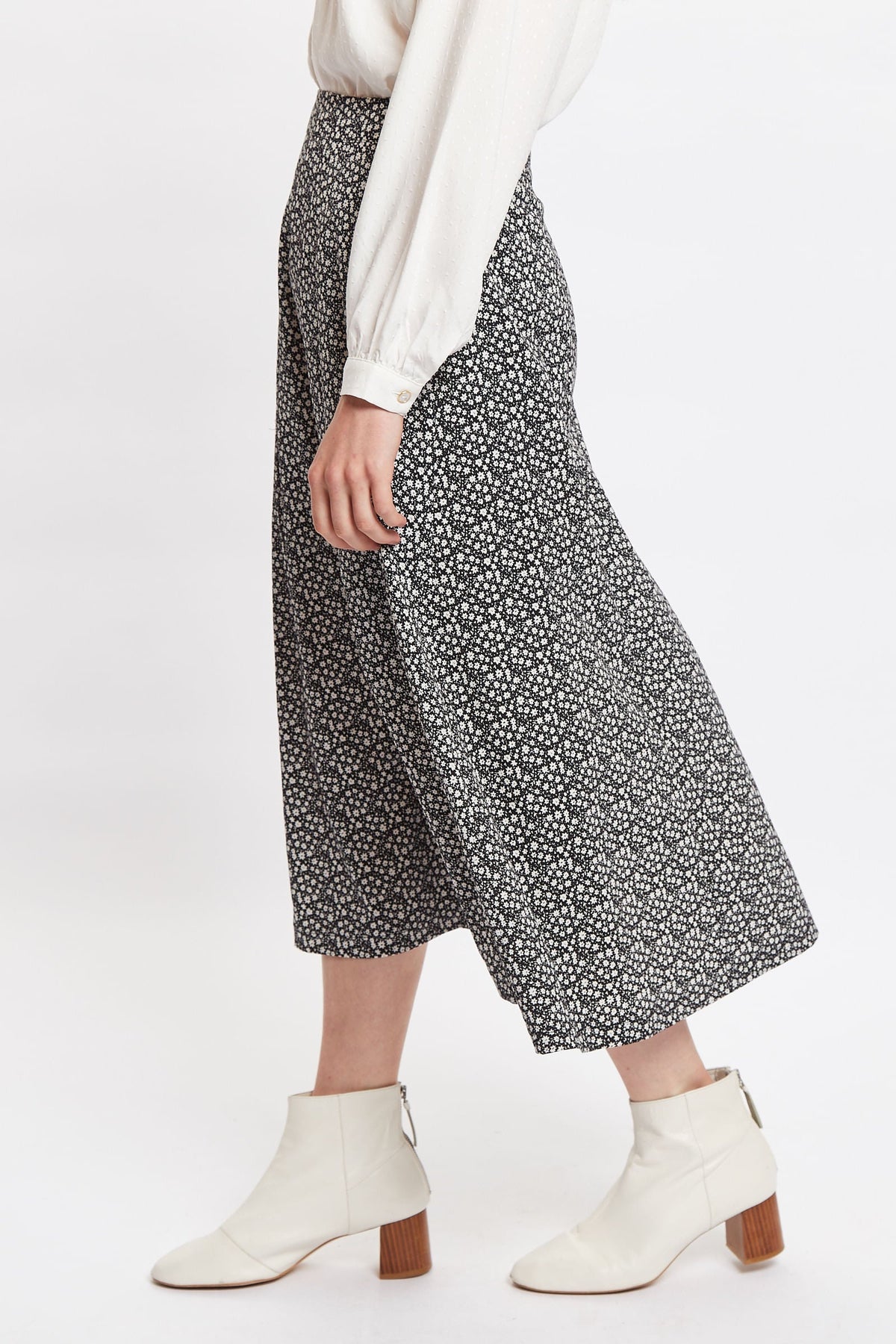 Louche Kiyo Candy Bud Print Midi Skirt Black