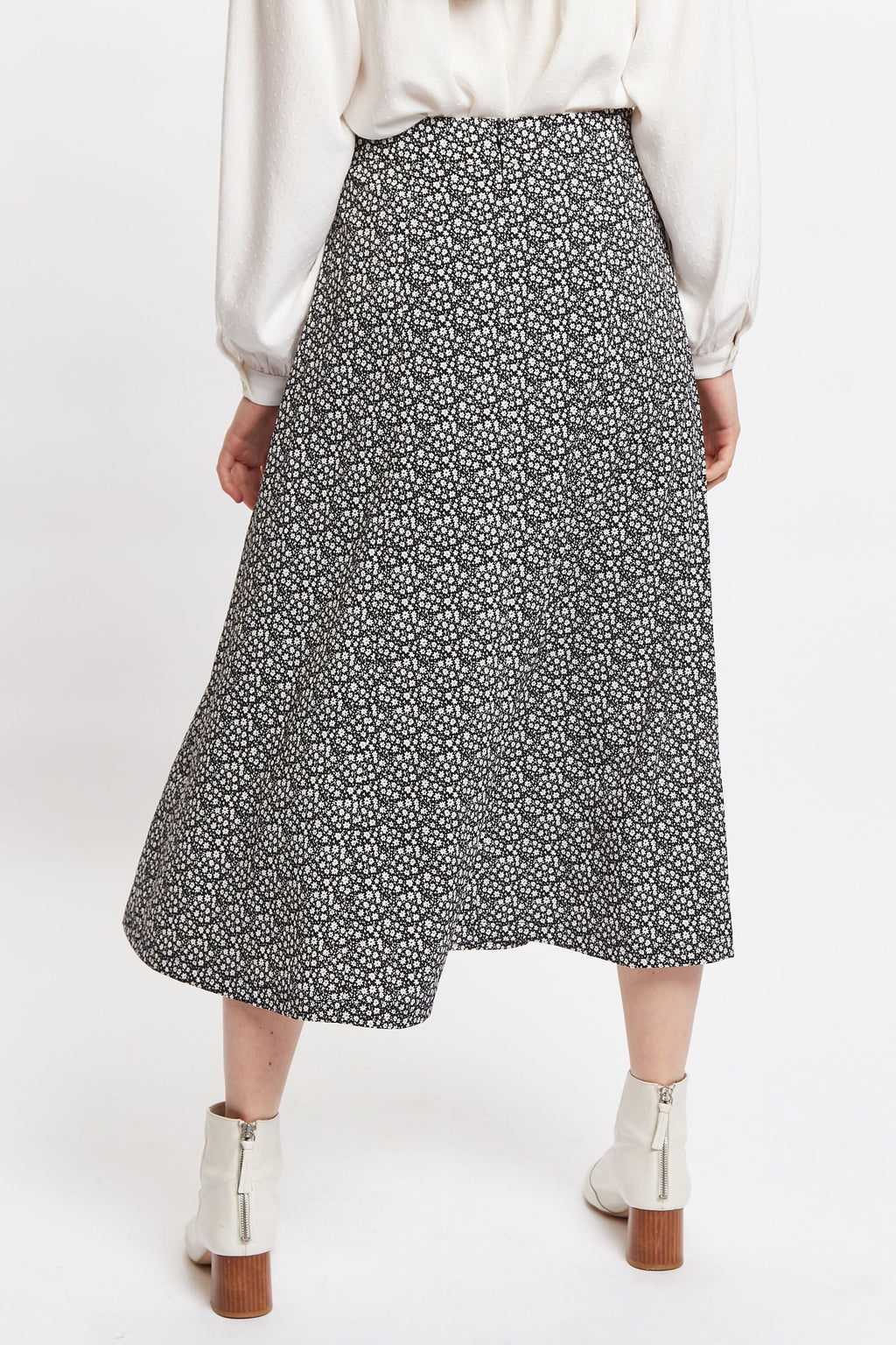 Louche Kiyo Candy Bud Print Midi Skirt Black
