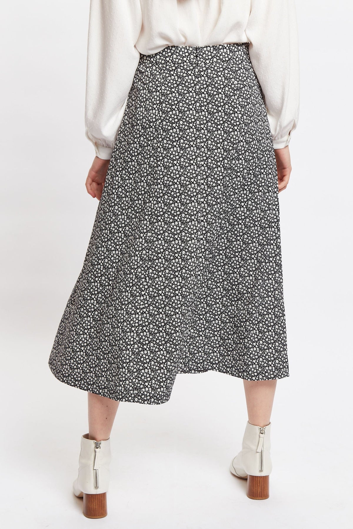 Louche Kiyo Candy Bud Print Midi Skirt Black