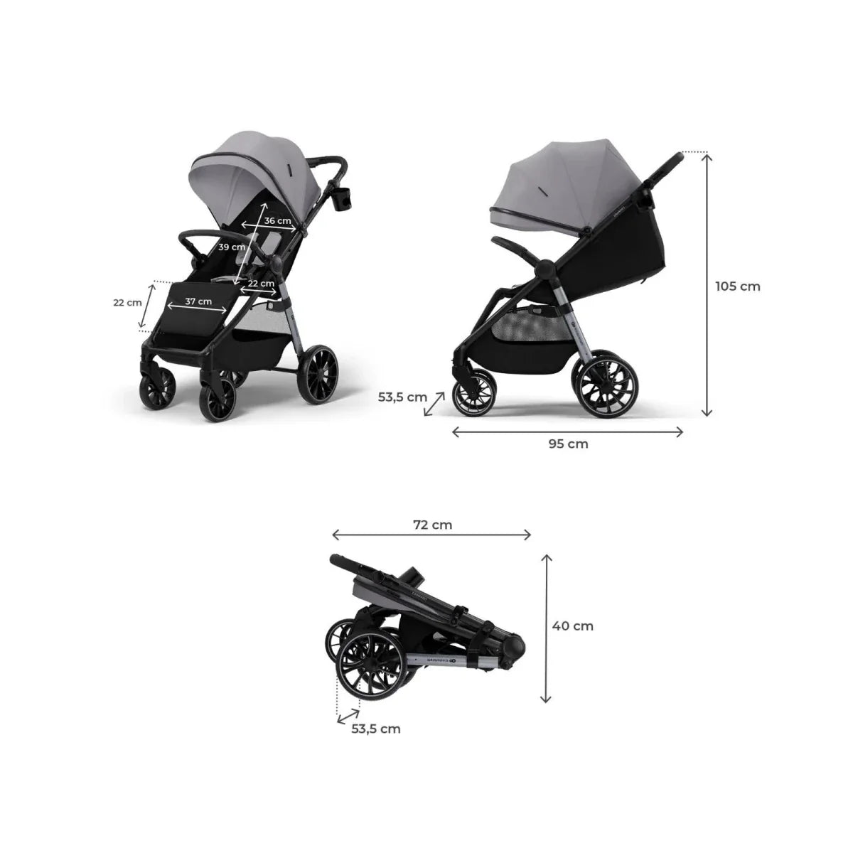 Kinderkraft Grande 2 Stroller - Moonlight Grey