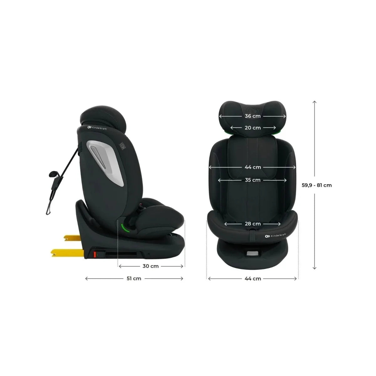 Kinderkraft I-Grow 2 Plus Group 0+/1/2/3 i-Size Car Seat - Black