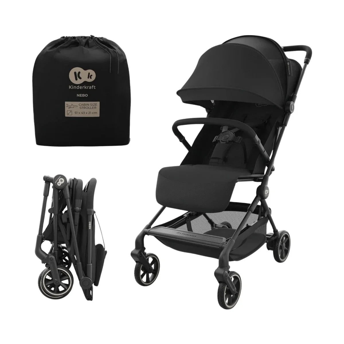 Kinderkraft Nebo Compact Stroller - Midnight Black