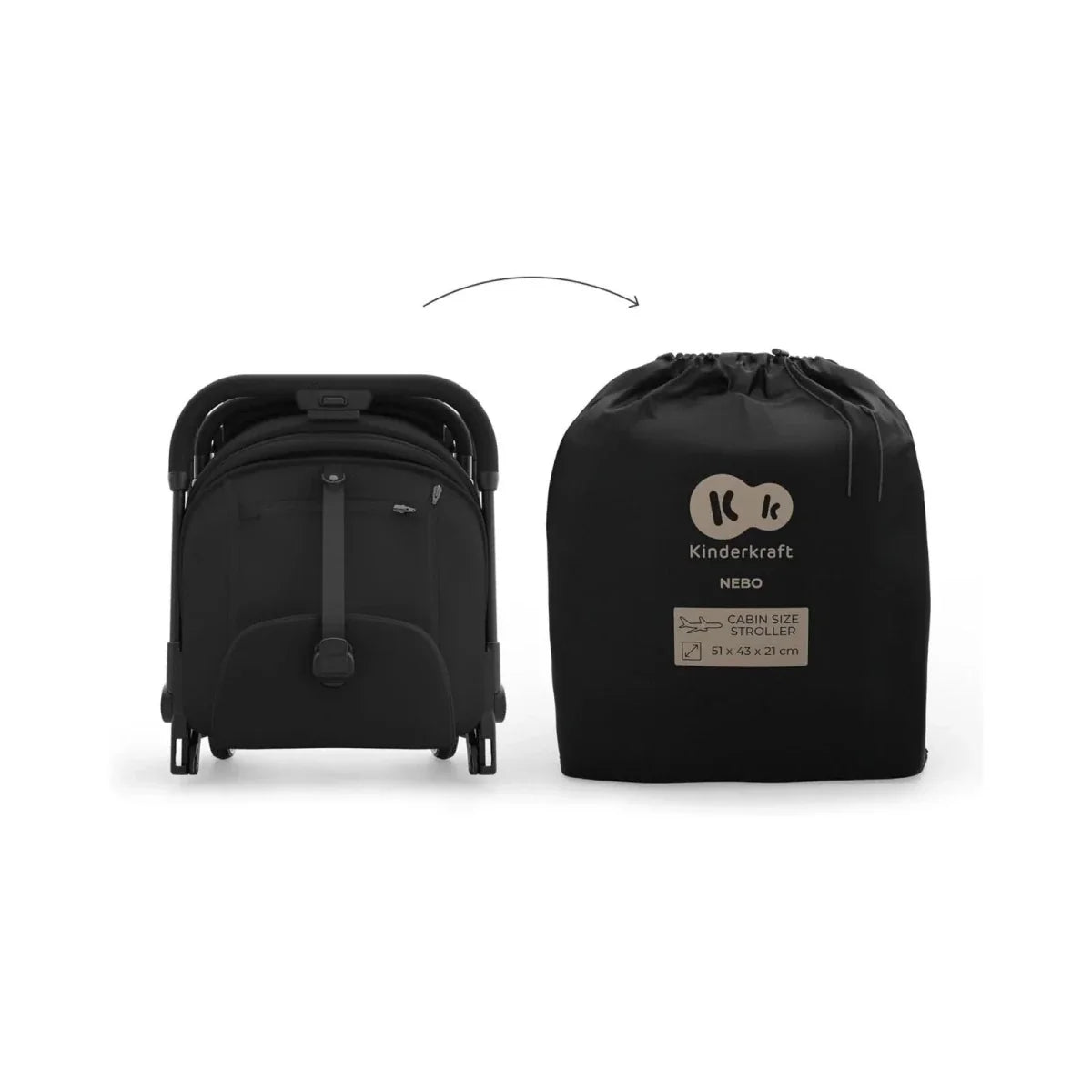 Kinderkraft Nebo Compact Stroller - Midnight Black