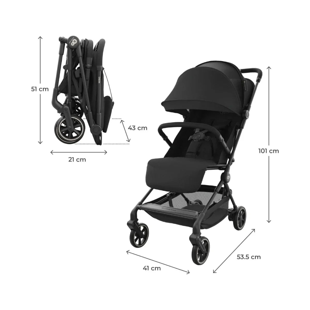 Kinderkraft Nebo Compact Stroller - Midnight Black