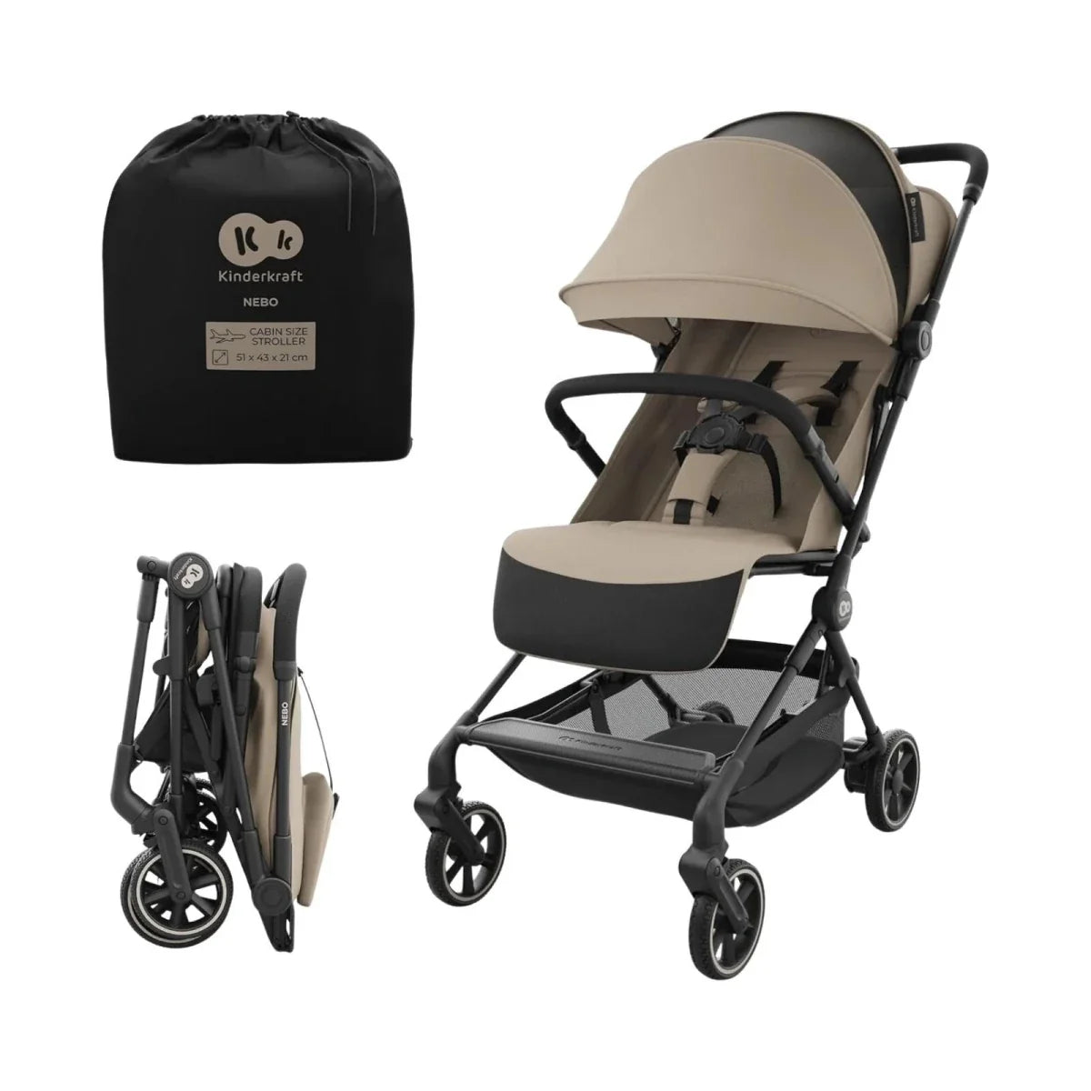 Kinderkraft Nebo Compact Stroller - Soft Beige