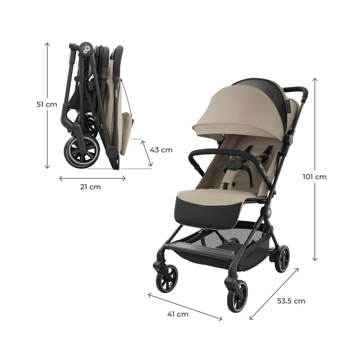 Kinderkraft Nebo Compact Stroller - Soft Beige