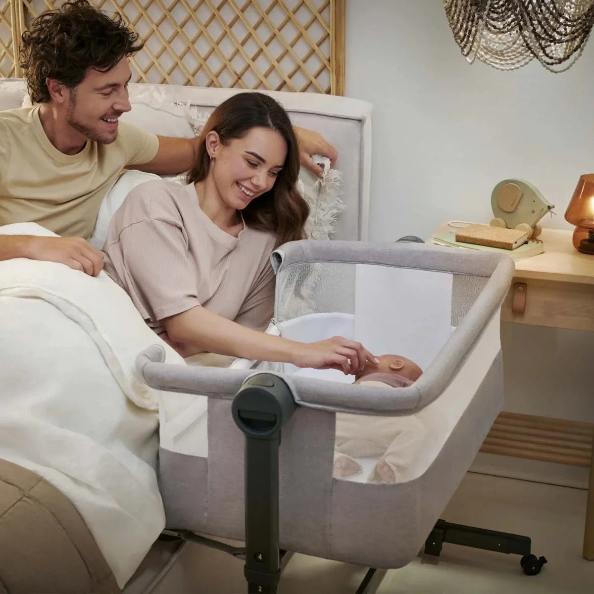 Kinderkraft Nestee Up 2 Bedside Crib - Light Grey