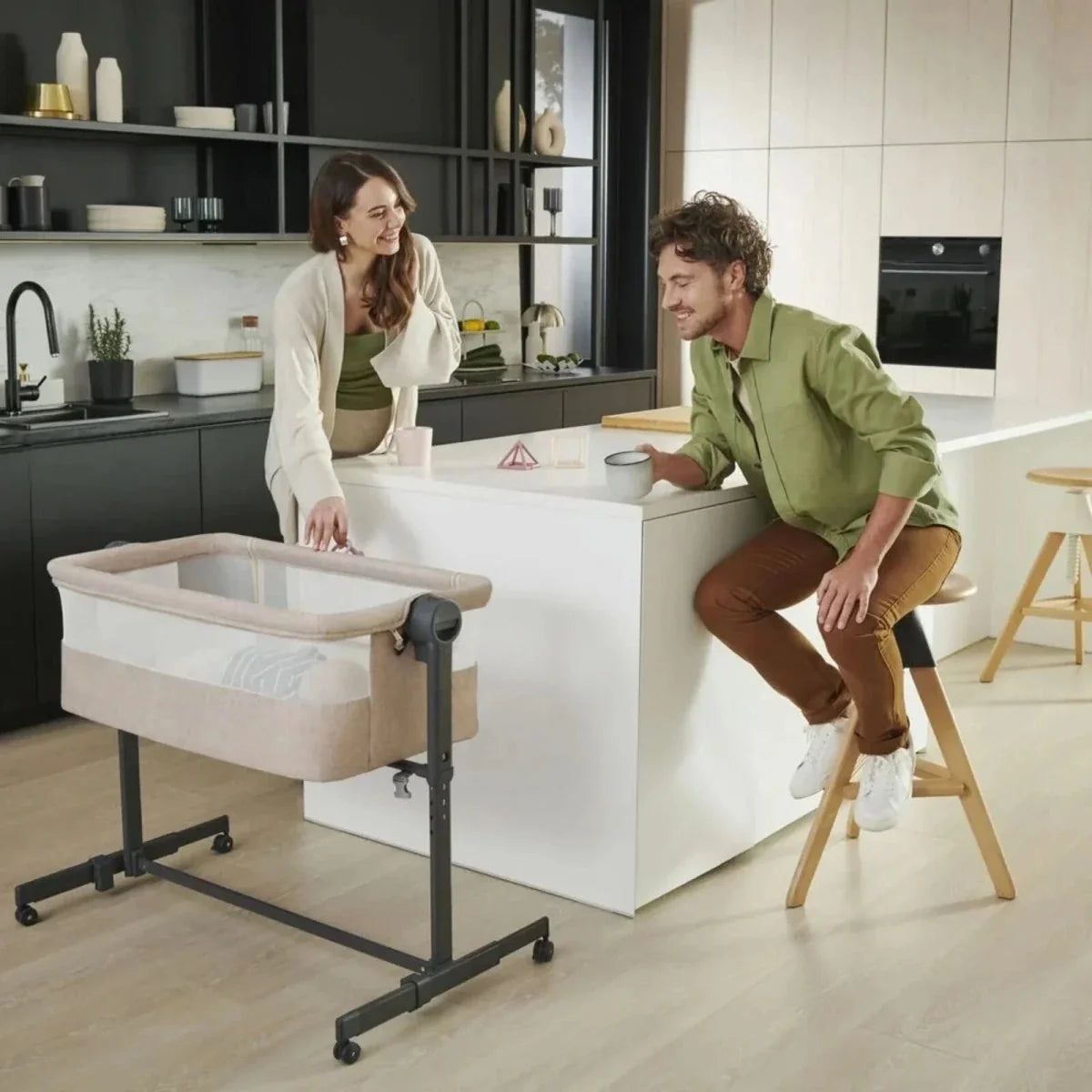 Kinderkraft Nestee Up 2 Bedside Crib - Light Grey