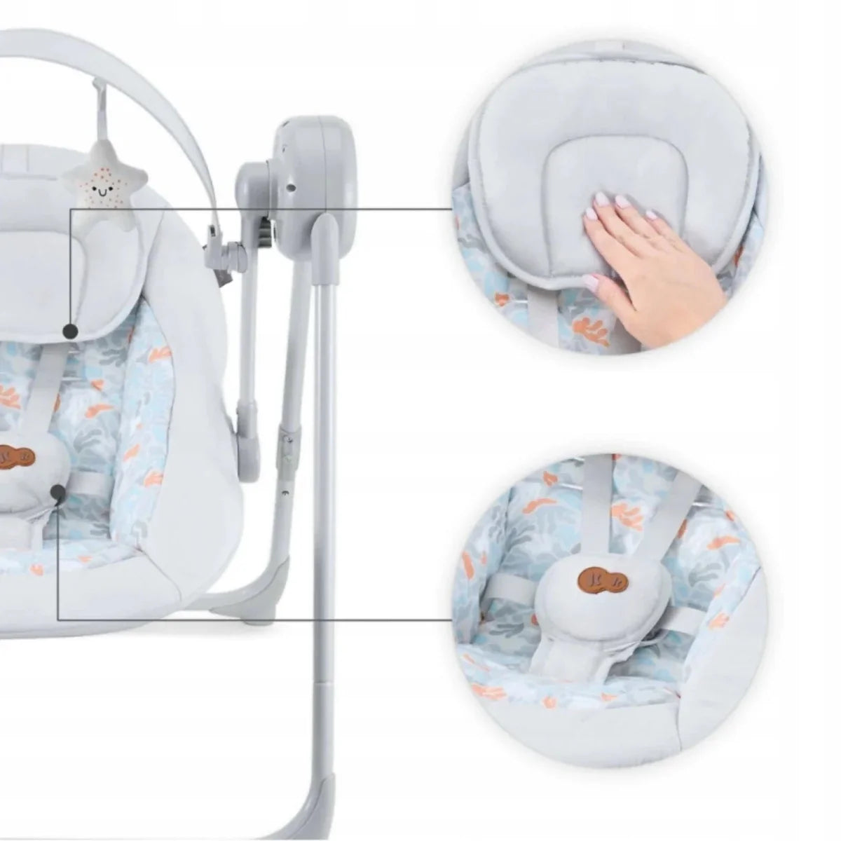 Kinderkraft Swingee Electric Rocker/Bouncer - Grey