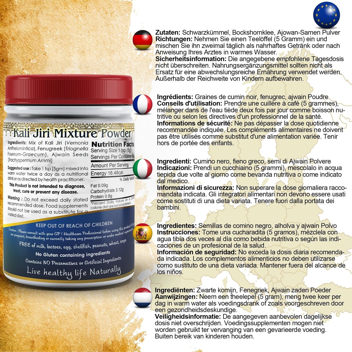 DivyaHerb Kali Jiri Mixture Powder 100 gram - Daily Wellness Support