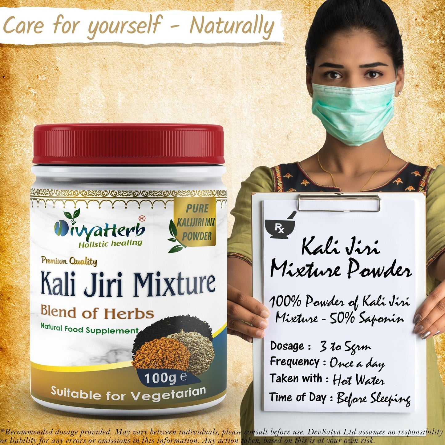 DivyaHerb Kali Jiri Mixture Powder 100 gram - Daily Wellness Support