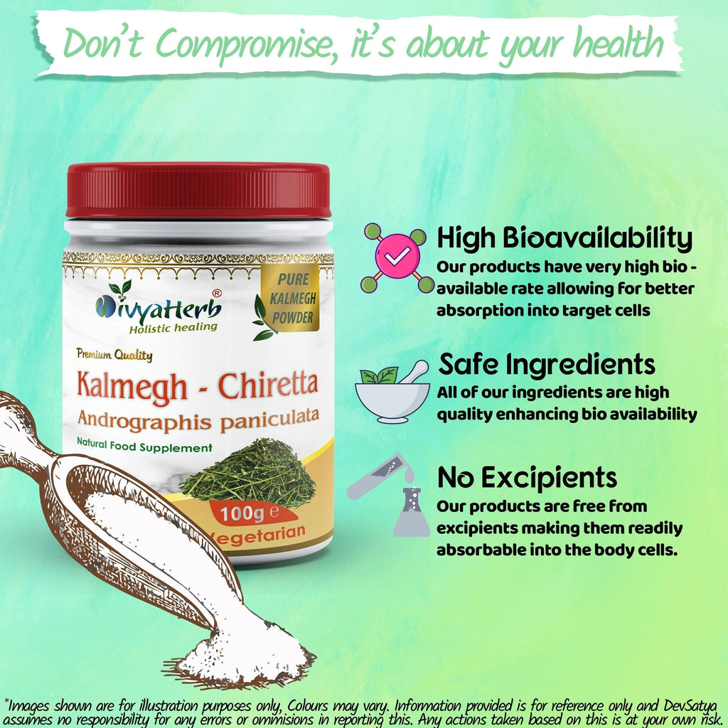 DivyaHerb Kalmegh Powder 100 gram - Daily Wellness Support