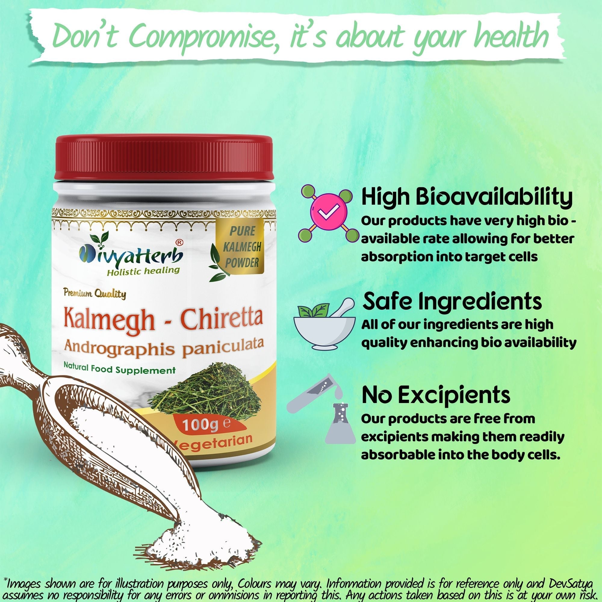 DivyaHerb Kalmegh Powder 100 gram - Daily Wellness Support