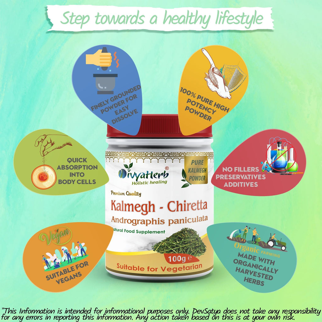 DivyaHerb Kalmegh Powder 100 gram - Daily Wellness Support
