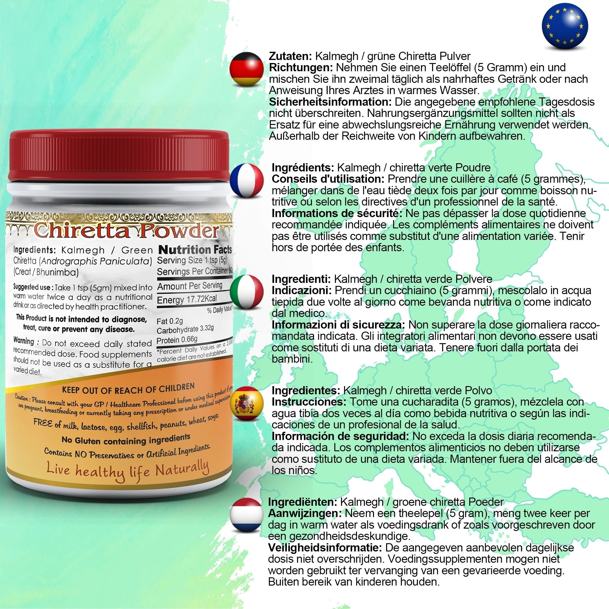 DivyaHerb Kalmegh Powder 100 gram - Daily Wellness Support