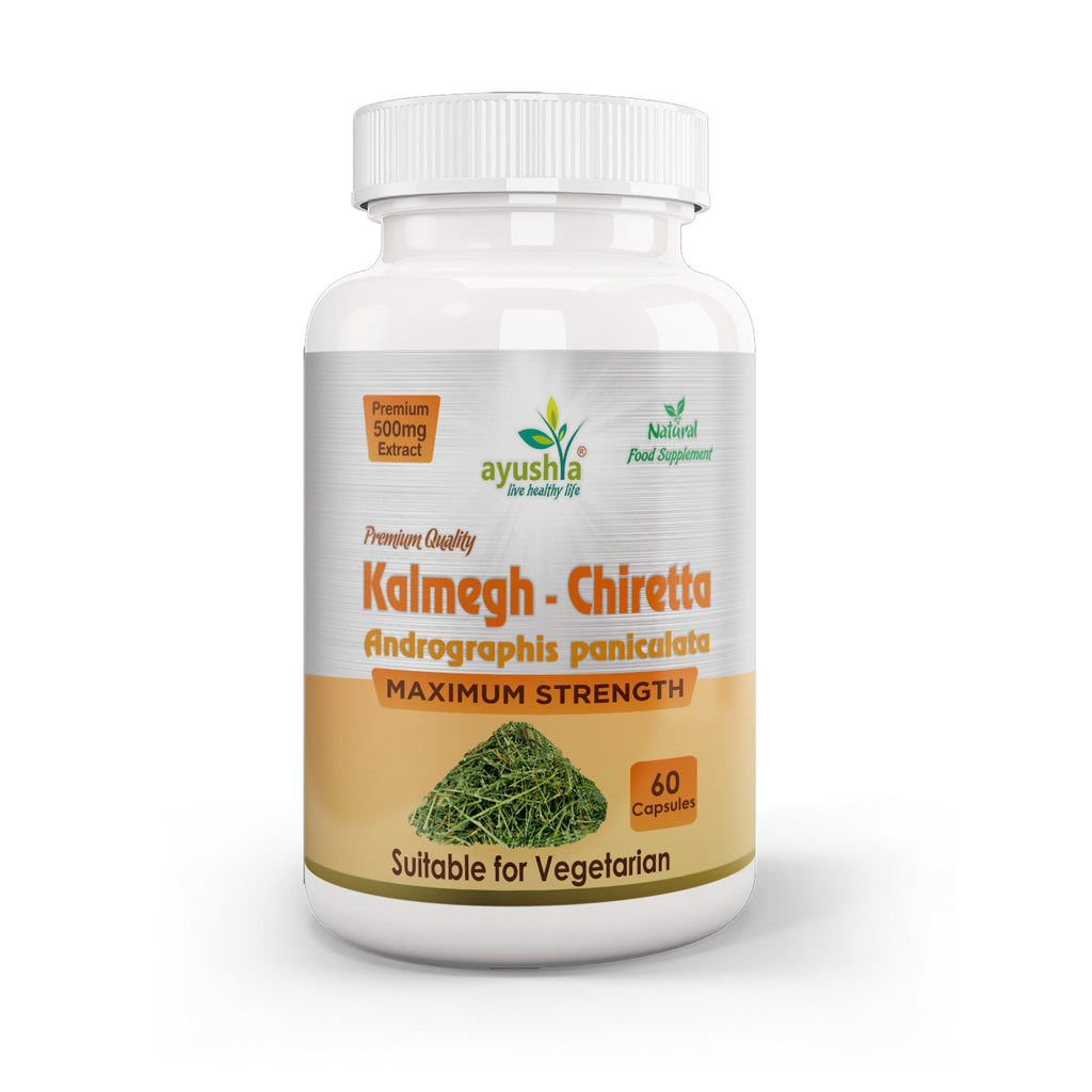 Ayushya Andrographis Kalmegh Chirata Capsules Liver & Immune Wellness Support - Vegan, Gluten Free, Non-GMO, 60 Capsules