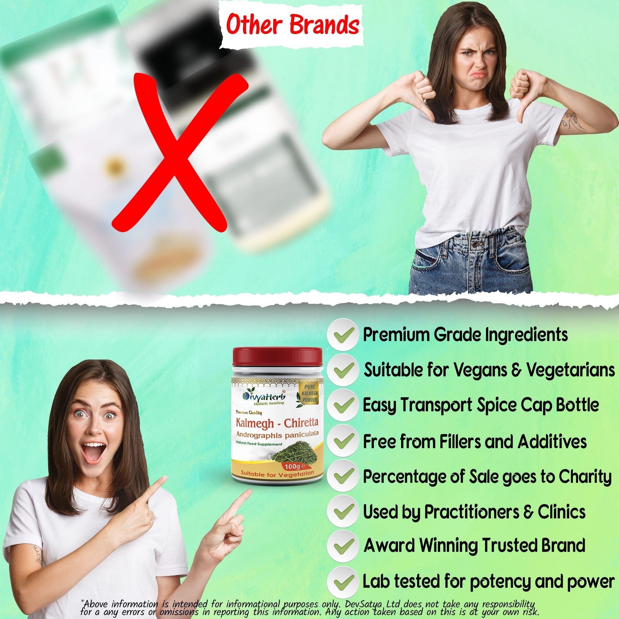 DivyaHerb Kalmegh Powder 100 gram - Daily Wellness Support