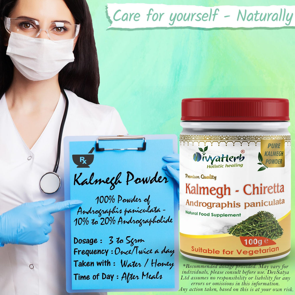 DivyaHerb Kalmegh Powder 100 gram - Daily Wellness Support