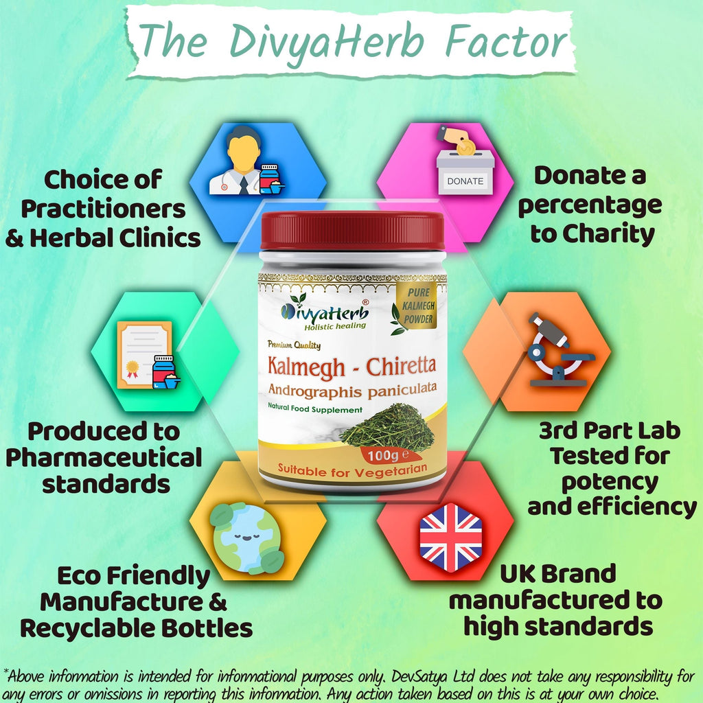 DivyaHerb Kalmegh Powder 100 gram - Daily Wellness Support