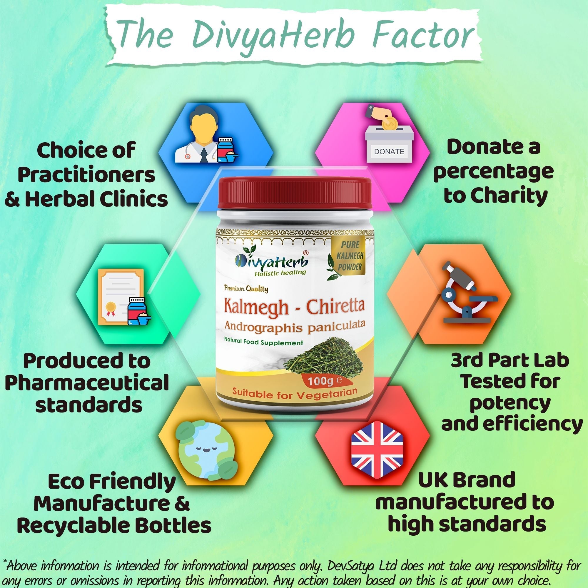 DivyaHerb Kalmegh Powder 100 gram - Daily Wellness Support