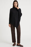Black Ribbed High Neck Jumper