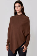 Brown Ribbed High Neck Jumper