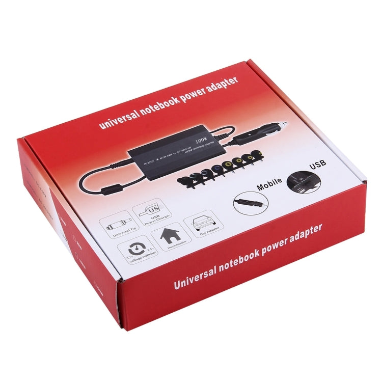 Laptop Notebook Power 100W Universal Charger with Car Charger & AC Power Adapter & 8 Power Adapters & 1 USB Port for Samsung, Sony, Asus, Acer, IBM, HP, DELL,US Plug, US Plug