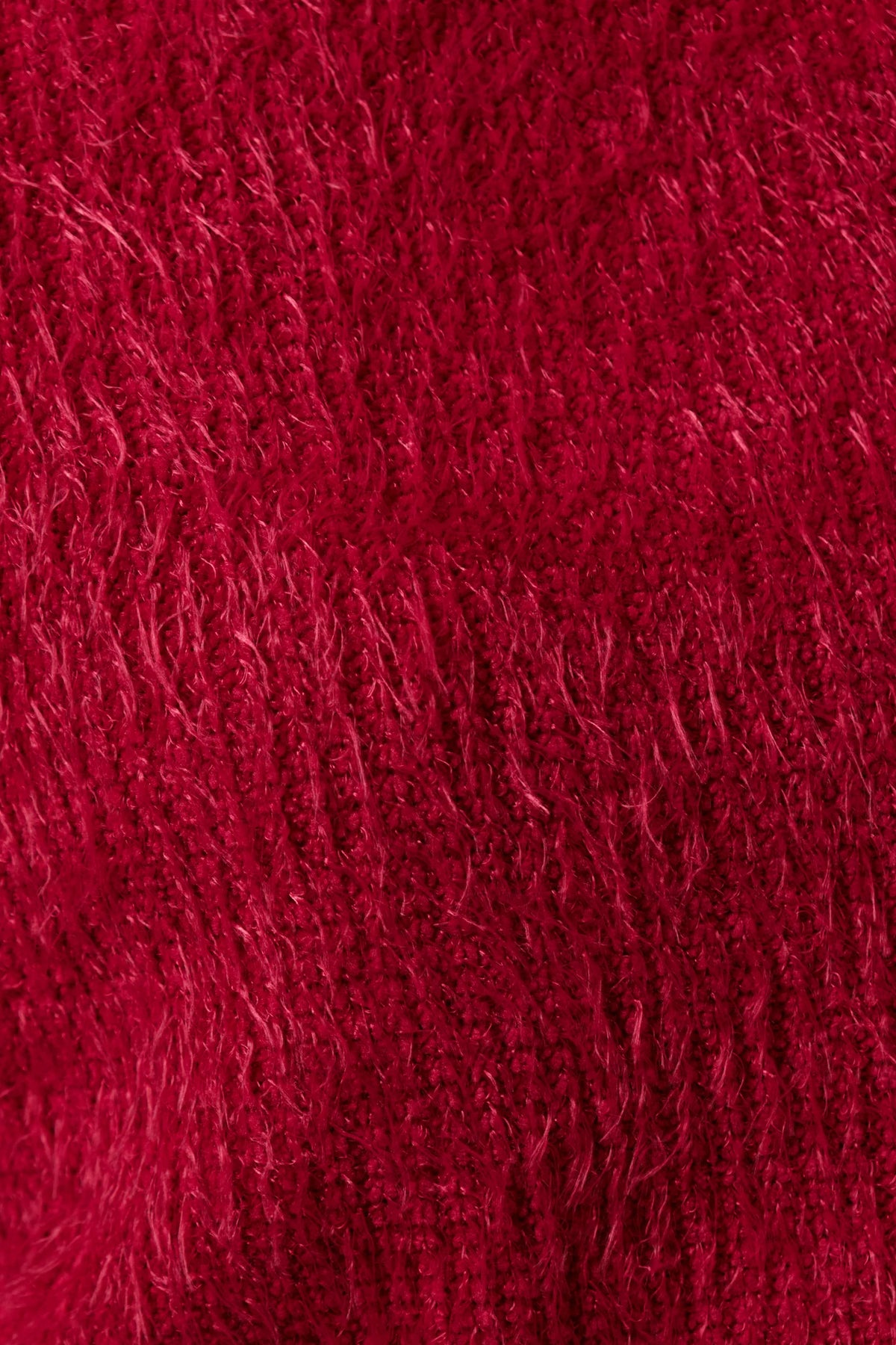 Jenyfer Eyelash Rib Long Sleeve Mini Dress - Red