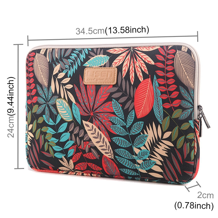 Lisen 13 inch Sleeve Case Colorful Leaves Zipper Briefcase Carrying Bag for Macbook, Samsung, Lenovo, Sony, DELL Alienware, CHUWI, ASUS, HP, 13 inch and Below Laptops, 13 inch