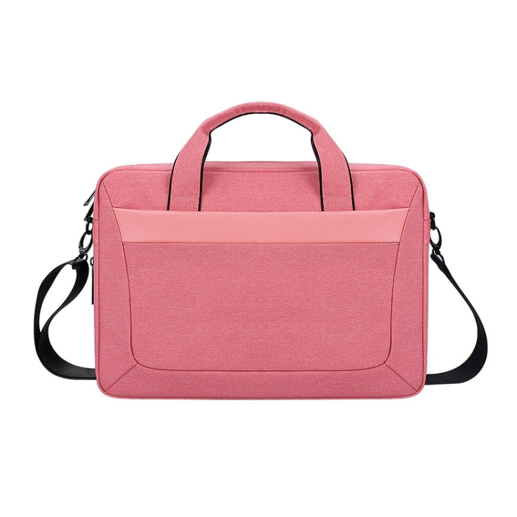 DJ06 Oxford Cloth Waterproof Wear-resistant Portable Expandable Laptop Bag for 15.6 inch Laptops, with Detachable Shoulder Strap(Pink)