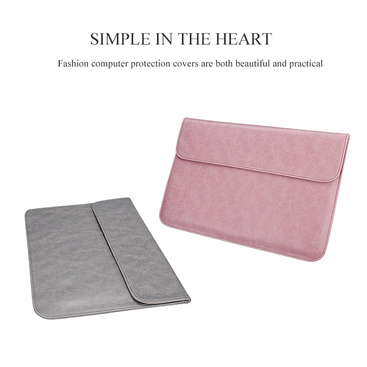 PU01S PU Leather Horizontal Invisible Magnetic Buckle Laptop Inner Bag for 14.1 inch laptops, 14.1 inch