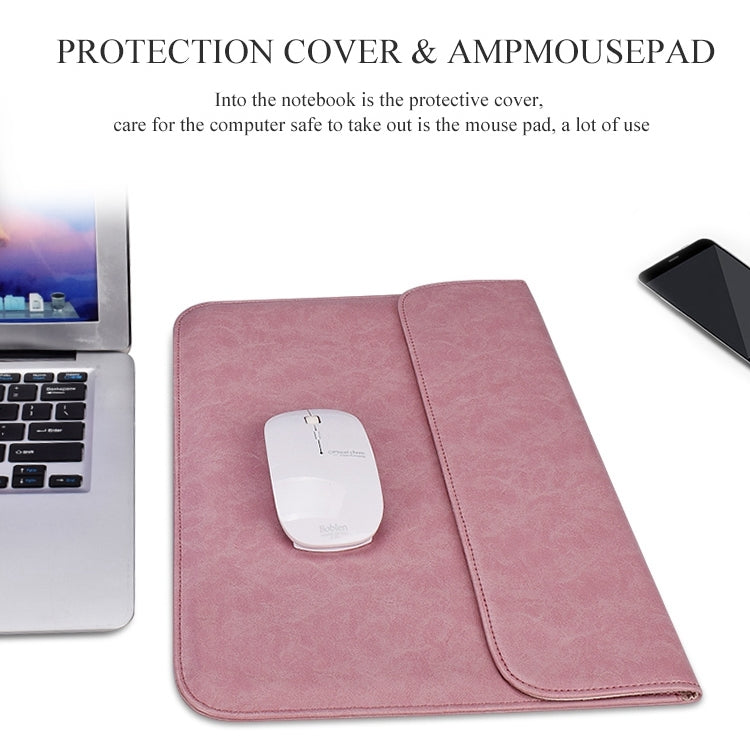 PU01S PU Leather Horizontal Invisible Magnetic Buckle Laptop Inner Bag for 14.1 inch laptops, 14.1 inch