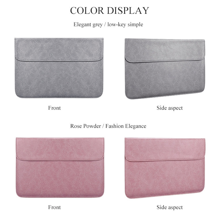 PU01S PU Leather Horizontal Invisible Magnetic Buckle Laptop Inner Bag for 15.4 inch laptops, 15.4 inch