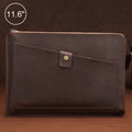11.6 inch Genuine Leather Zipper Laptop Tablet Bag, For Macbook, Samsung, Lenovo, Sony, DELL Alienware, CHUWI, ASUS, HP 11.6 inch and Below Laptop(Coffee)