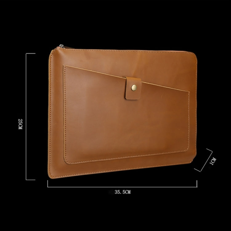 11.6 inch Genuine Leather Zipper Laptop Tablet Bag, For Macbook, Samsung, Lenovo, Sony, DELL Alienware, CHUWI, ASUS, HP 11.6 inch and Below Laptop(Coffee)