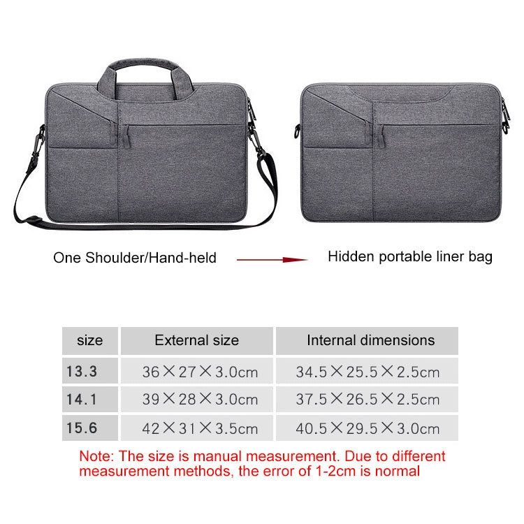 ST02S Waterproof Tear Resistance Hidden Portable Strap One-shoulder Handbag for 15.6 inch Laptops, with Suitcase Belt(Black)