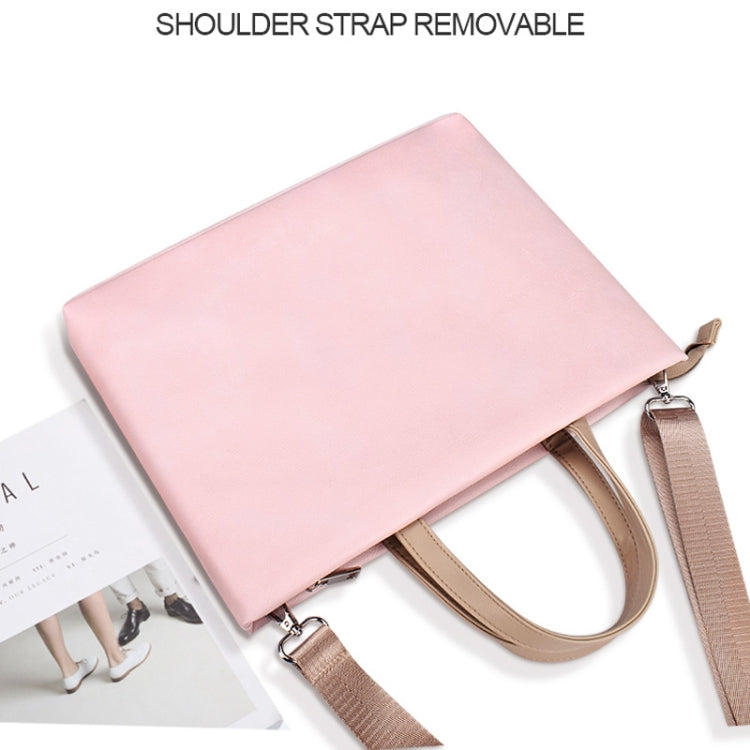 PU Waterproof Laptop Handbag Crossbody Bag for 13.3 inch Laptops, 13.3 inch (Pink), 13.3 inch (White)