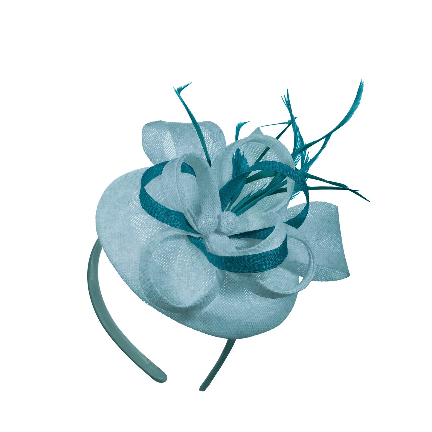 Light Blue Teal Mix Round Pillbox Bow Sinamay Headband Fascinator Weddings Ascot Hatinator Races