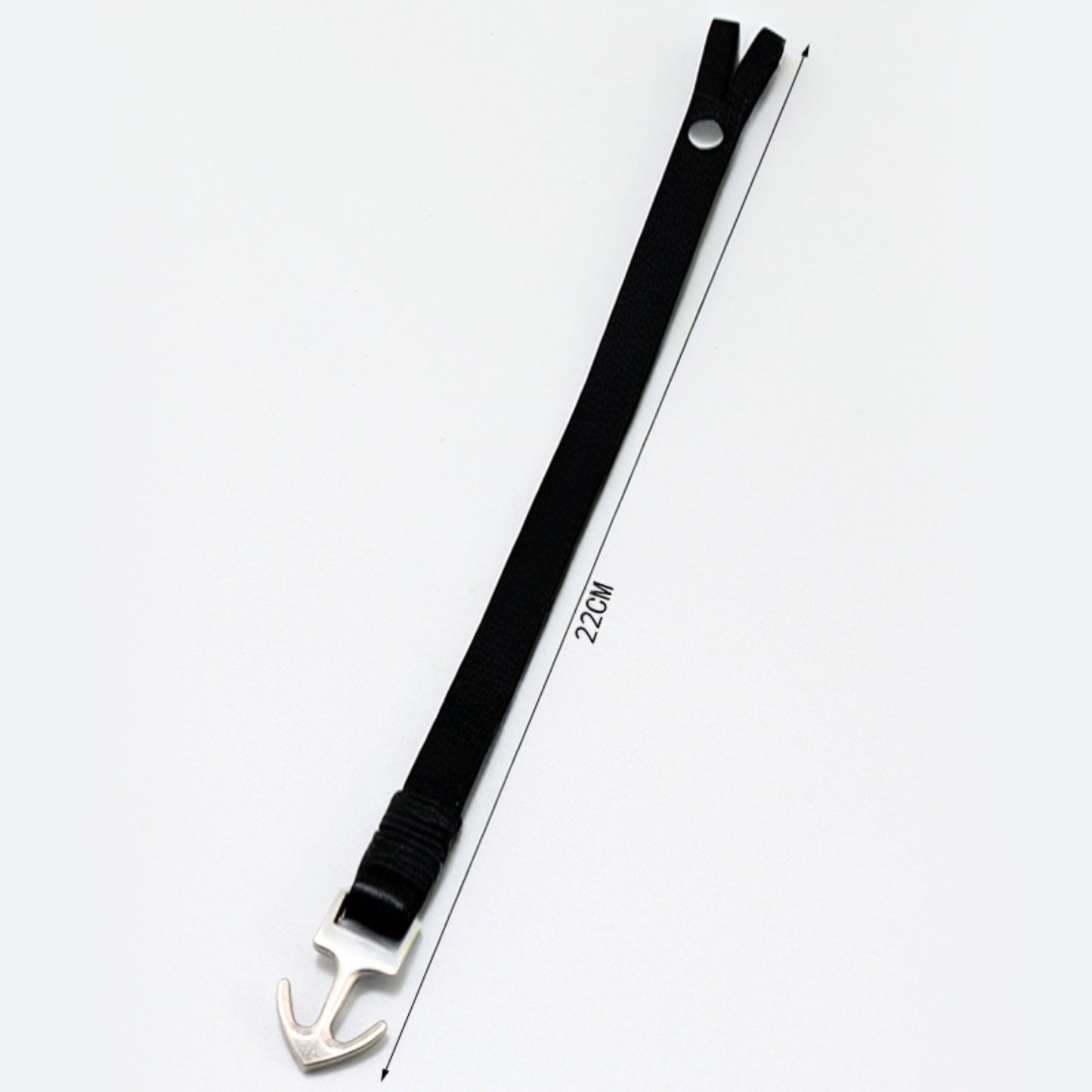 Men's Black Leather Silver Hook Bracelet