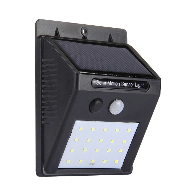 White Light Outdoor Solar Motion Sensor Light, 20 LED for Yard / Garden / Home / Driveway / Stairs / Outside Wall(Black)
