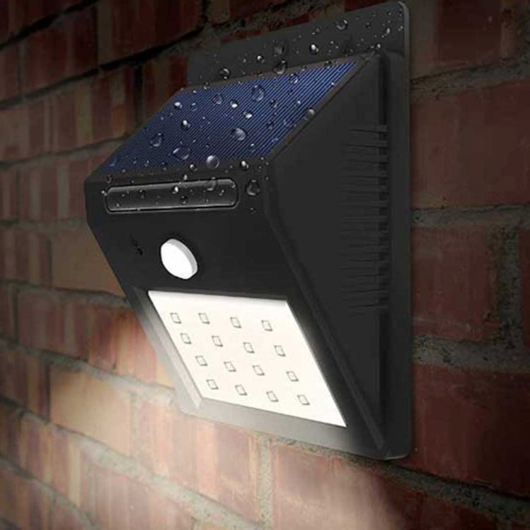 White Light Outdoor Solar Motion Sensor Light, 20 LED for Yard / Garden / Home / Driveway / Stairs / Outside Wall(Black)