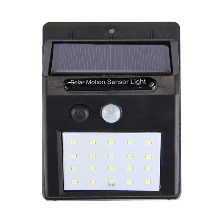 White Light Outdoor Solar Motion Sensor Light, 20 LED for Yard / Garden / Home / Driveway / Stairs / Outside Wall(Black)