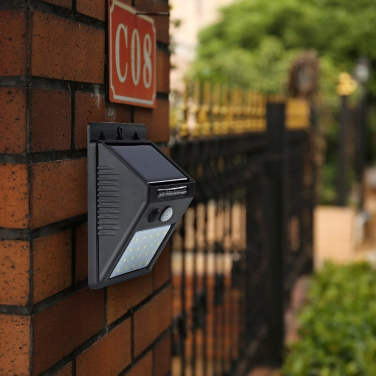 White Light Outdoor Solar Motion Sensor Light, 20 LED for Yard / Garden / Home / Driveway / Stairs / Outside Wall(Black)