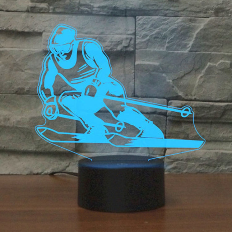 Skiing Shape 3D Colorful LED Vision Light Table Lamp, 16 Colors Remote Control Version, 16 Colors Remote Control Version